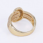 Brass Micro Pave Cubic Zirconia Finger Rings, Wide Band Rings