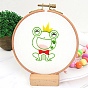 DIY Cartoon Animal Embroidery Sets, Including Imitation Bamboo Frame, Plastic & Alloy Pins, Cloth, Colorful Threads