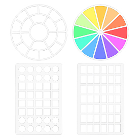 4Pcs 2 Styles Acrylic Watercolor Painting Template, Rectangle & Round