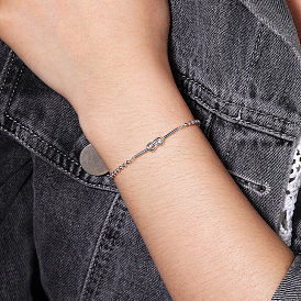925 bracelets à maillons en argent sterling, bracelets à chaînes à billes pour femmes