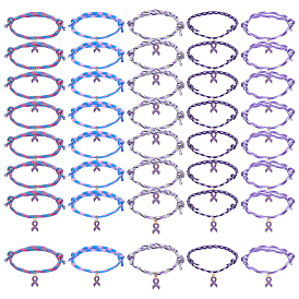 40 шт. 5 цвета сплава эмаль фиолетовый лента с подвесками регулируемые браслеты из полиэстера и спандекса