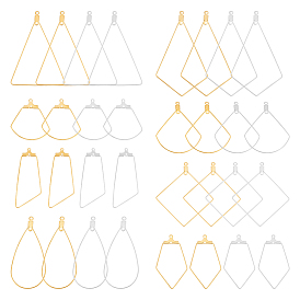 32 шт. 16 стиль капля и веер и воздушный змей и ромб и треугольник 304 подвески из нержавеющей стали, серьги-кольца с 2 петлями