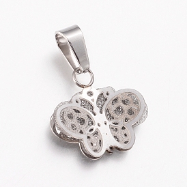 Pendentifs en acier inoxydable, avec du plastique, , papillon