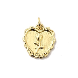 Латунные подвески, сердце с цветочным узором, долговечный, без свинца и без кадмия, стойки покрытие, с целью перехода в кольце
