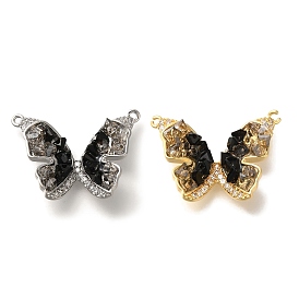 Brass Micro Pave Cubic Zirconia Pendants, with Glass, Butterfly Charms