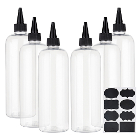 PET Glue Bottles, Squeeze Bottles, with Polypropylene(PP) Bottle Caps and Chalkboard Sticker Labels
