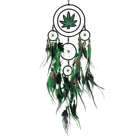 Плетеная сетка/паутина в форме кленового листа с подвесными подвесками из перьев, имитирующими солнечные лучи., с полиэстеровым и железным кольцом для наружного и садового декора