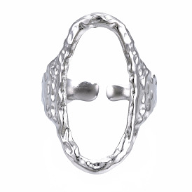 304 овальная открытая манжета из нержавеющей стали, полое массивное кольцо для женщин