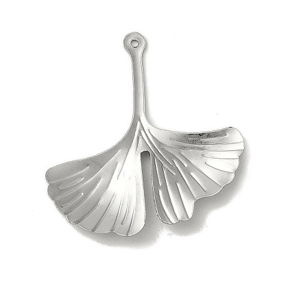 Pendentifs en acier inoxydable, breloque feuille de ginkgo