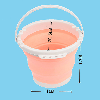 Silicone Folding Brush Washing Bucket, with Handle, Painting & Drawing Supplies, Flat Round