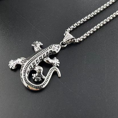 304 ожерелья с подвеской в виде геккона из нержавеющей стали для женщин и мужчин