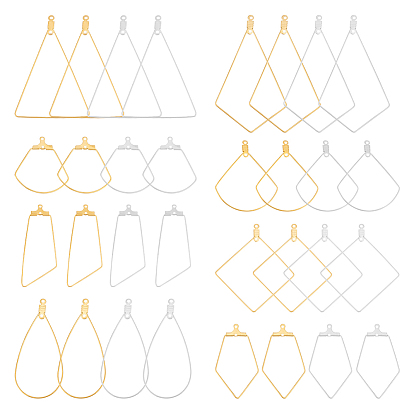 32 шт. 16 стиль капля и веер и воздушный змей и ромб и треугольник 304 подвески из нержавеющей стали, серьги-кольца с 2 петлями