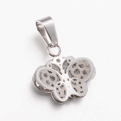 Pendentifs en acier inoxydable, avec du plastique, , papillon