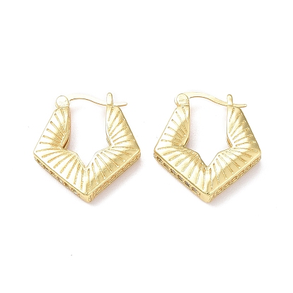 Rack Plating Brass Rhombus Hoop Earrings for Women, Lead Free & Cadmium Free