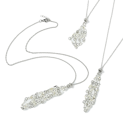 3 шт. 3 стильный латунный мешочек в стиле макраме, пустой держатель для камней для изготовления подвесок, ожерелий, с 304 кабельными цепочками из нержавеющей стали