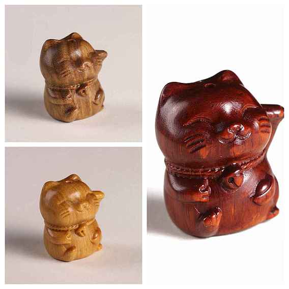 Счастливый кот резьба по дереву витрины украшения, украшения для домашнего офиса