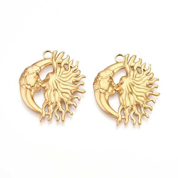 304 подвески из нержавеющей стали, ионное покрытие (ip), талисманы поцелуев солнца и луны