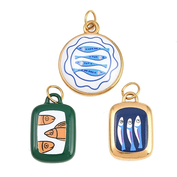 304 нержавеющей стальной эмали подвески, рыбы прелести, золотые