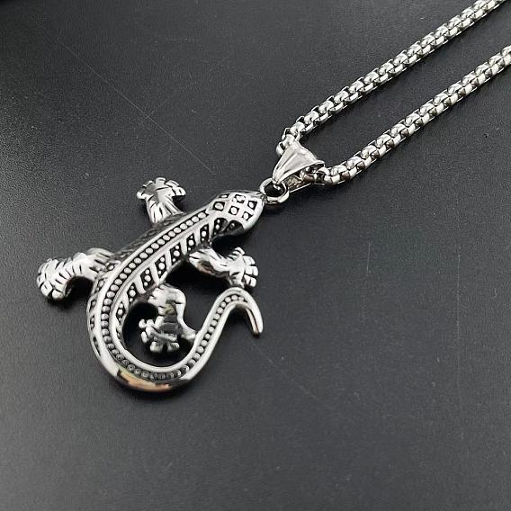 304 ожерелья с подвеской в виде геккона из нержавеющей стали для женщин и мужчин