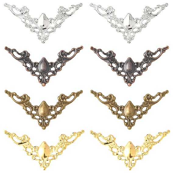 120шт 4 цвета железные филигранные столярные изделия, полый, треугольные