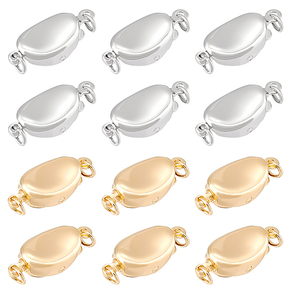12шт. 2 цвета овальные латунные застежки-коробки, для изготовления ювелирных изделий