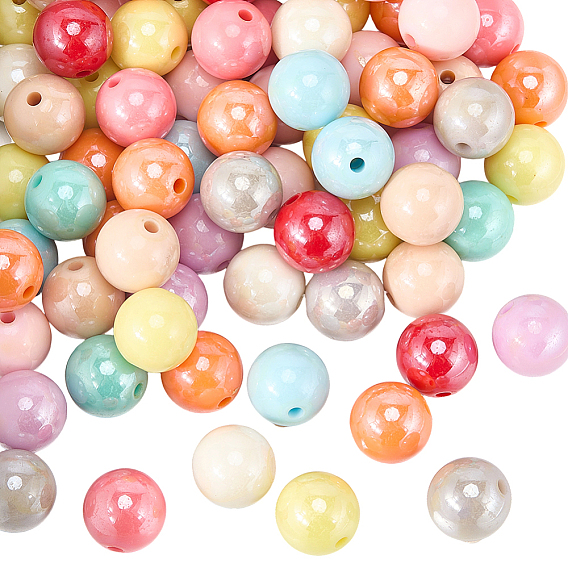 80 непрозрачные акриловые бусины, круглые