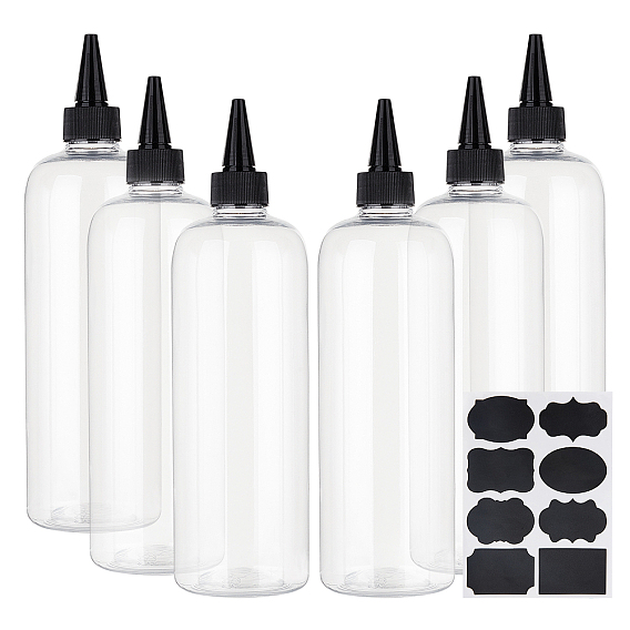 PET Glue Bottles, Squeeze Bottles, with Polypropylene(PP) Bottle Caps and Chalkboard Sticker Labels