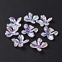 Rainbow Iridescent Plating Acrylic Bead Caps, 5-Petal, Flower