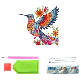 Hummingbird Diamond Painting Kit, Including Acrylic Rhinestones Bag, Diamond Sticky Pen, Tray Plate, Metal Chain, Glue Clay and Canvas