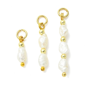 3 шт. 3 стили подвески из натурального барочного жемчуга кеши, двусторонние полированные подвески из бусин, с 304 кольцами из нержавеющей стали, золотые