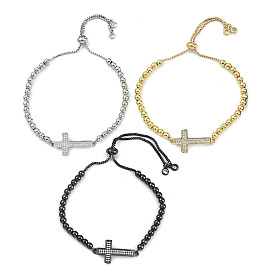 Стойка покрытие латунь микро паве кубический цирконий серебряные браслеты, без кадмия и без свинца, долговечный, крестик