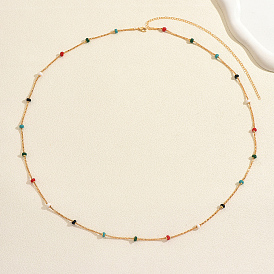 Длинные ожерелья из нержавеющей стали с разноцветной эмалью в виде попкорна в форме рондель для женщин