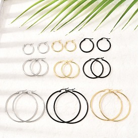 201 Edelstahl Creolen Ohrstecker , mit 304 Stahlstift Edelstahl