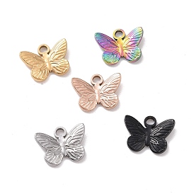 304 Stainless Steel Charms, Butterfly