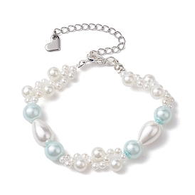 Glass Shell Pearl & ABS Plastic Imitation Pearl Beaded Bracelets for Women