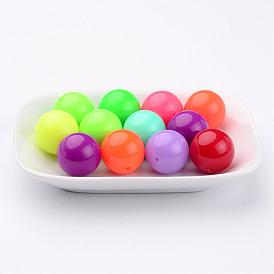 Néon chunky perles acryliques de bubblegum, ronde