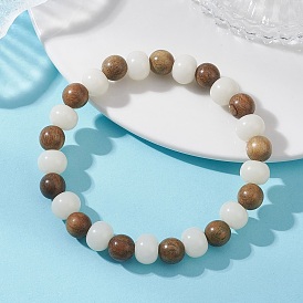 Эластичные браслеты из натурального корня бодхи и древесных бусин для женщин, круглые