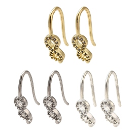 Rack Plating Brass Micro Pave Clear Cubic Zirconia Earring Hooks, Ear Wire, Long-Lasting Plated, Lead Free & Cadmium Free