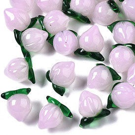 Handmade Lampwork Beads, Half Drilled, Peach