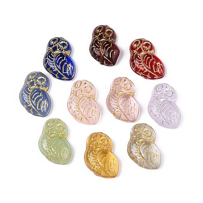 Стеклянные бусины, сова, золотой металл обвитыми