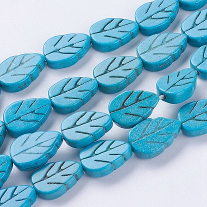 Synthetic Turquoise Beads Strands, Leaf, Dyed & Heated