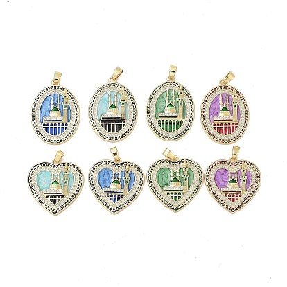 Покрытие стойки латунь микропаве прозрачные подвески из кубического циркония, с эмалью, долговечный, без свинца и без кадмия, овал/сердце с замковыми подвесками