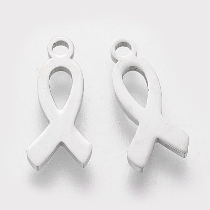 304 Stainless Steel Charms, Awareness Ribbon