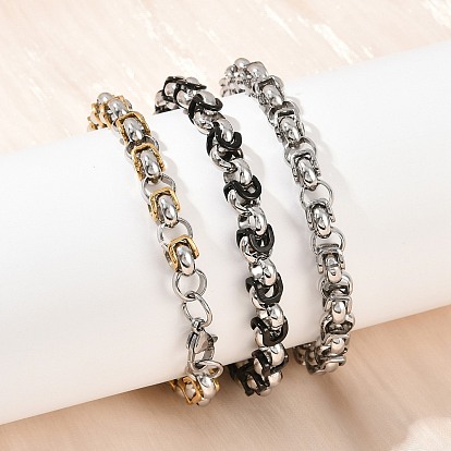 8мм 201 Браслеты из нержавеющей стали с византийскими цепочками для женщин, с 304 нержавеющей стали застежки