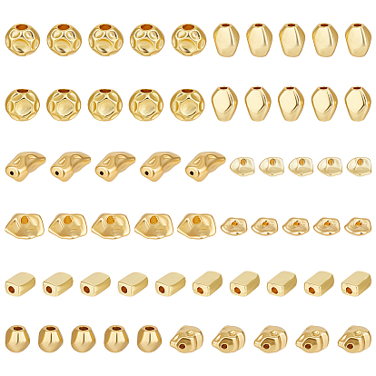 60Pcs 12 Styles Brass Beads, Real 18K Gold Plated