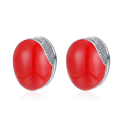 Chic Egg-shaped Dangle Earrings with Adorable Heart Beans and Red Beads