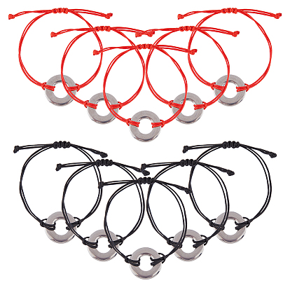 10 шт. 2 цвета, экологически чистые корейские браслеты из вощеного полиэстера, плетеные из бисера, с 304 соединительными кольцами из нержавеющей стали, пончик