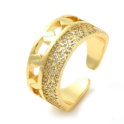 Brass Micro Pave Cubic Zirconia Cuff Rings