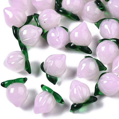 Handmade Lampwork Beads, Half Drilled, Peach