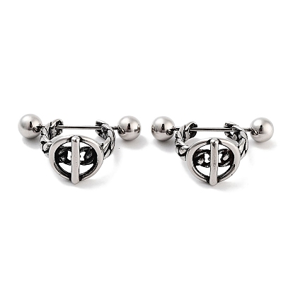 316 Surgical Stainless Steel Shield Barbell Hoop Earrings, Cartilage Earrings for Women